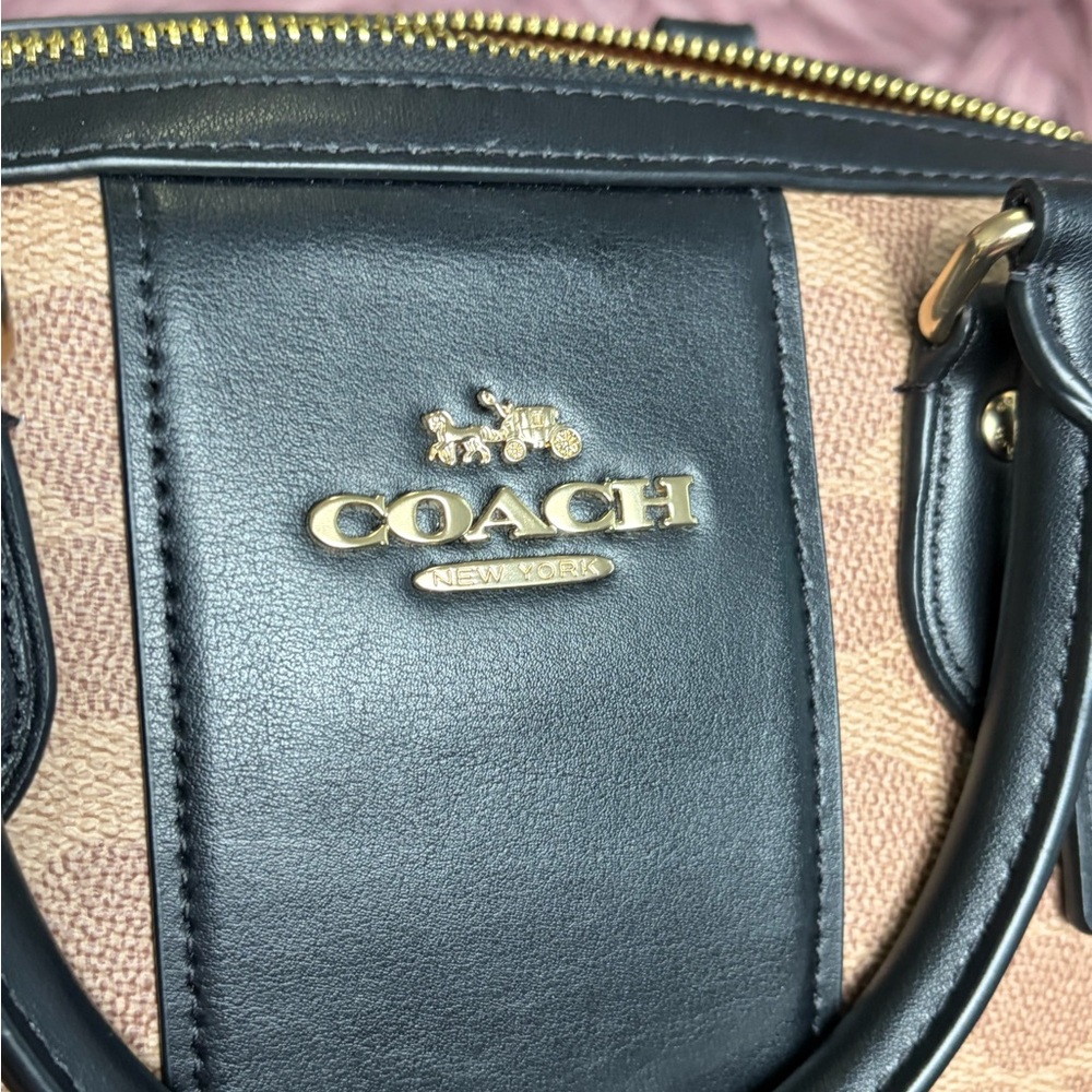 Coach Signature Tan and Black Satchel - Picture 9 of 10